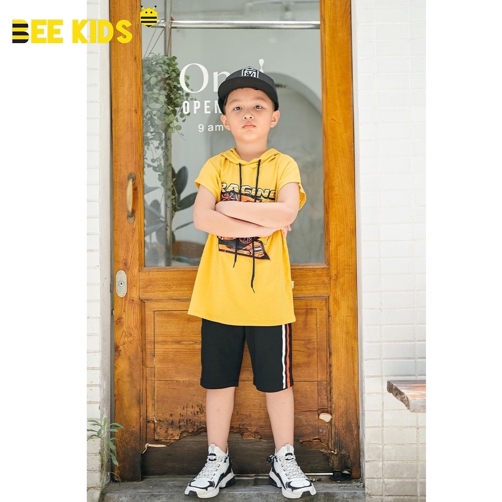 Bộ đồ bé trai size đại BEE KIDS - Bộ thể thao sát nách có mũ (7-14 Tuổi) chất cotton mùa hè cao cấp 8BT01238ST