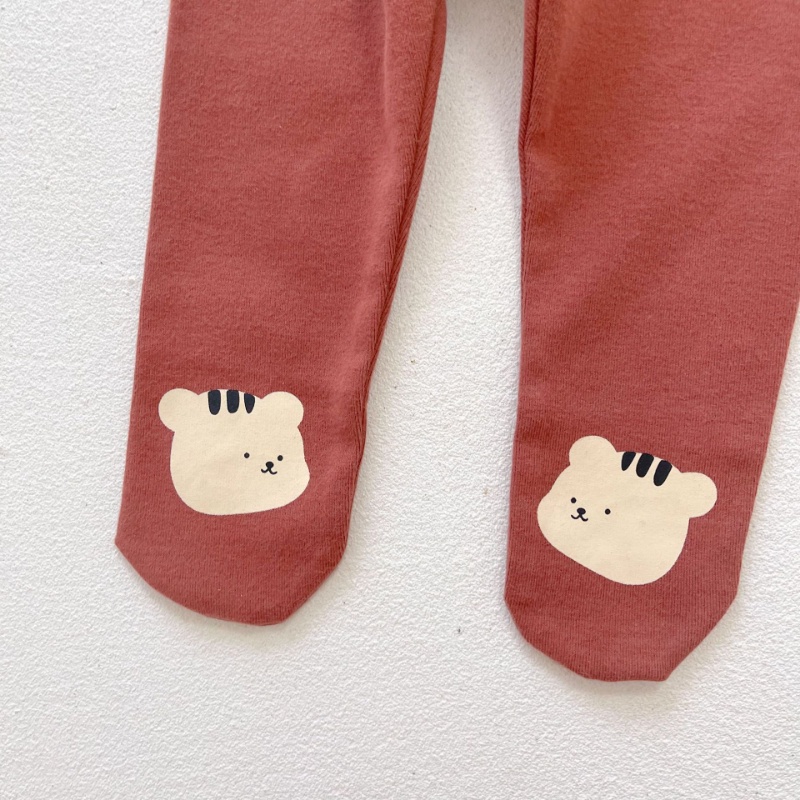 Bộ Áo Liền Quần Bằng Cotton Tay Dài In Họa Tiết Động Vật Dễ Thương + Quần Dài Thời Trang Cho Bé Sơ Sinh 0-2 Tuổi