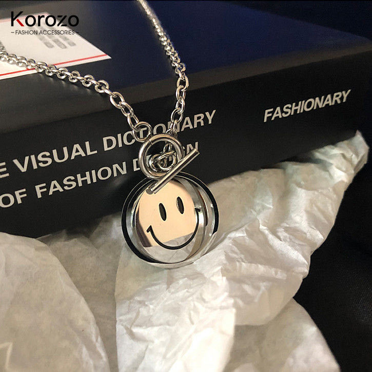 Vòng cổ Mặt Cười Tròn Xoay Smile dây chuyền titan không gỉ phong cách Hàn Quốc thời trang cá tính