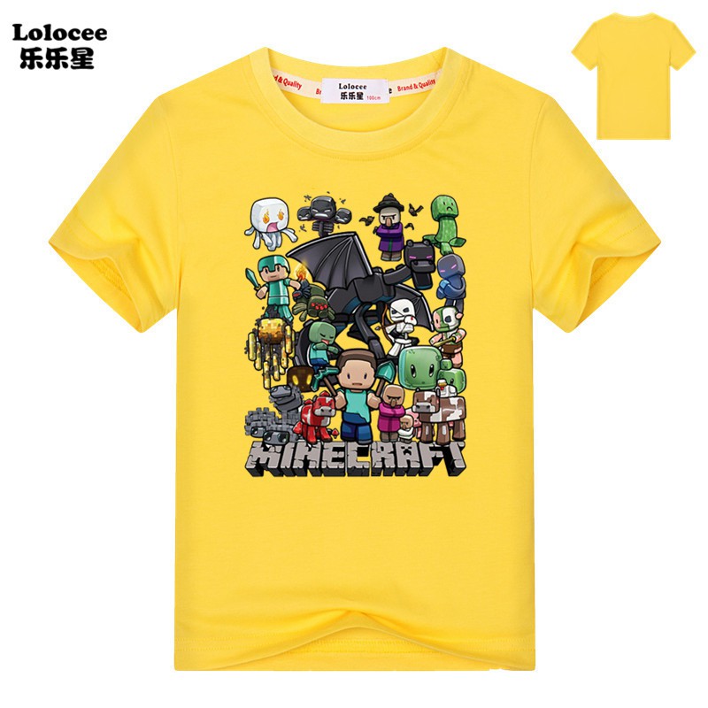 NEW Áo Thun Cotton Tay Ngắn In Hình Game Minecraft 2019 Cho Bé Trai