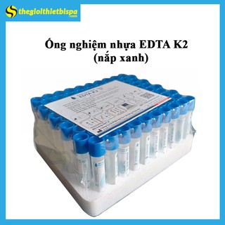 Ống Nghiệm Nhựa EDTA K2 Chống Đông Máu Nắp Xanh Dương (Lốc 100 Ống)