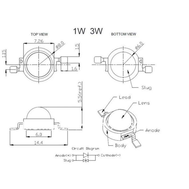 Chip Đèn Led Cob 3w 3.2-3.6v 100-220lm