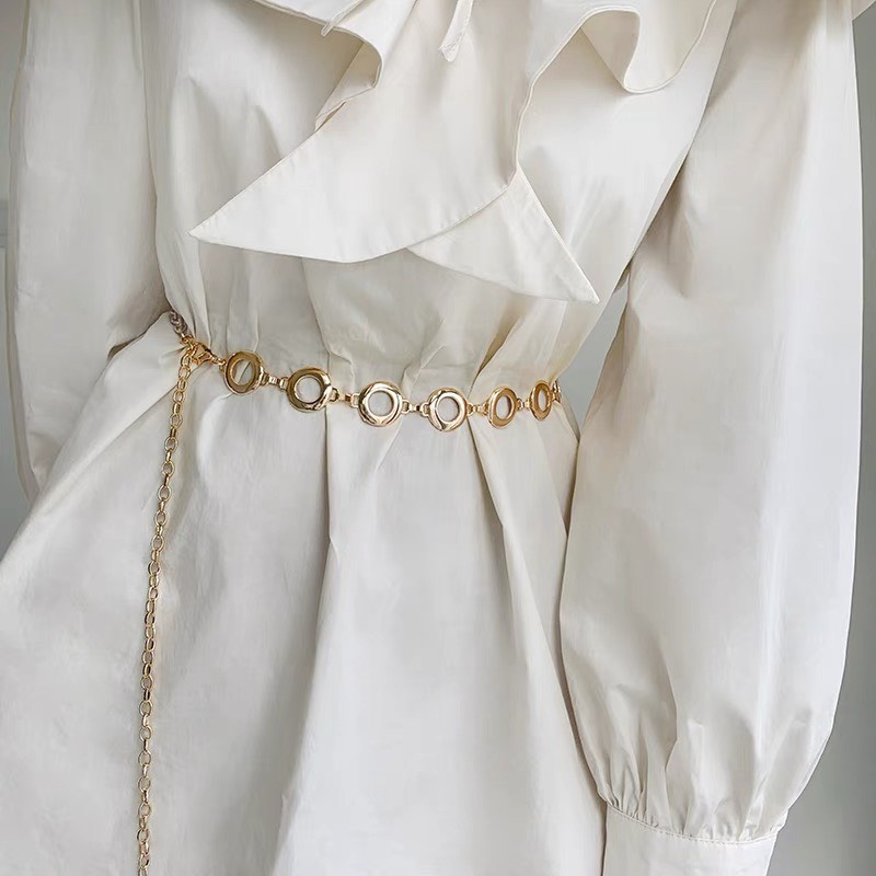 Dây thắt eo váy hình chuỗi xích tròn chất liệu dày dặn 2 màu cá tính dành cho bạn nữ