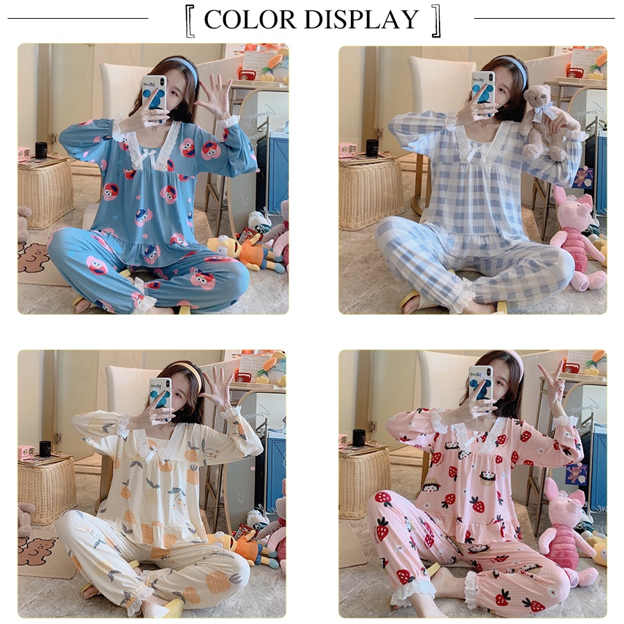 Đồ Bộ Nữ Mặc Nhà Pijama Thun Mềm Phối Nơ Cực Xinh Tay Dài Quần Dài LATOZIA BĐN15 | BigBuy360 - bigbuy360.vn