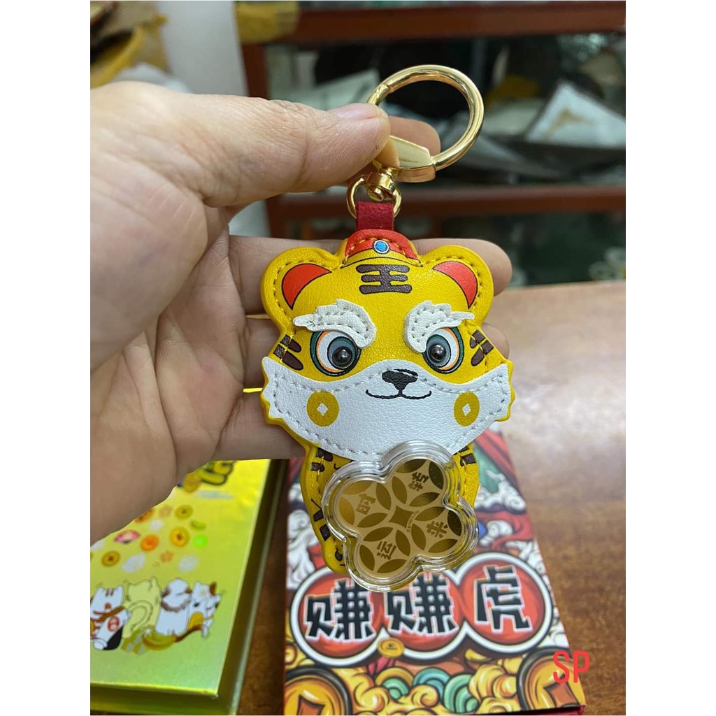 Móc Khóa Mèo Thần Tài - Hổ thần tài may mắn mạ vàng  - Móc Chìa Khóa Lucky cat 2022