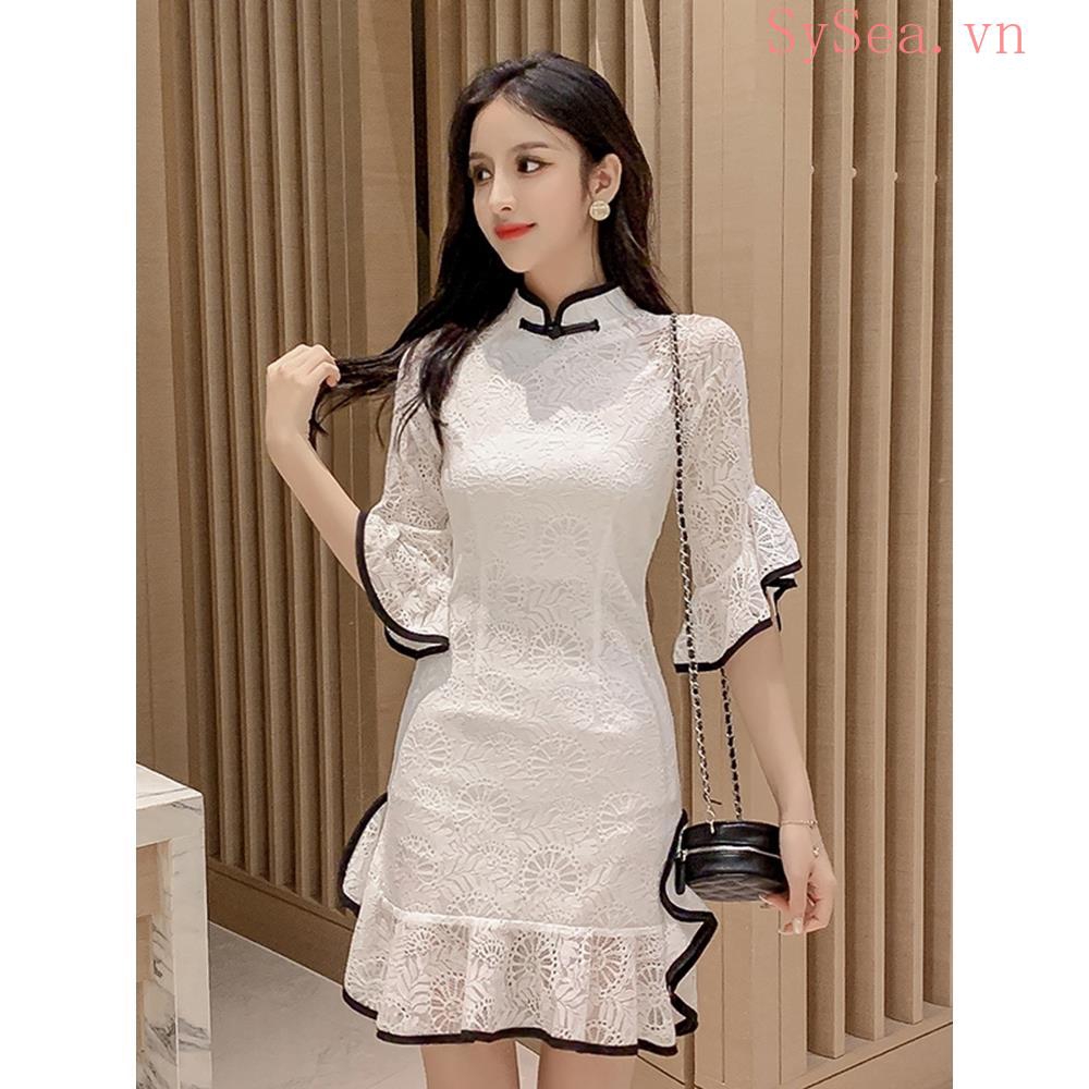 Sườn Xám Cách Tân Phối Ren Kiểu Đuôi Cá Thời Trang Mùa Hè Cho Nữ | BigBuy360 - bigbuy360.vn