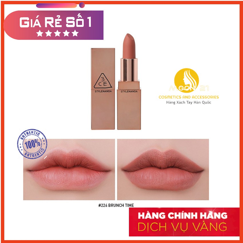 [CHÍNH HÃNG] Son Lì Matte 3CE Lip Color #226 Cam Hồng Đất Brunch Time