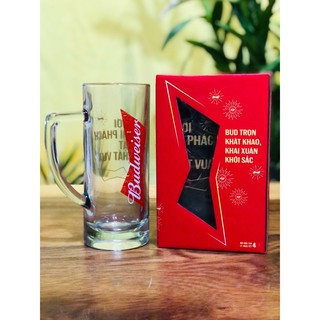 [Quà tặng kèm không bán] Ly thủy tinh có quai, dụng cụ chuyên uống bia, cốc chính hãng Budweiser