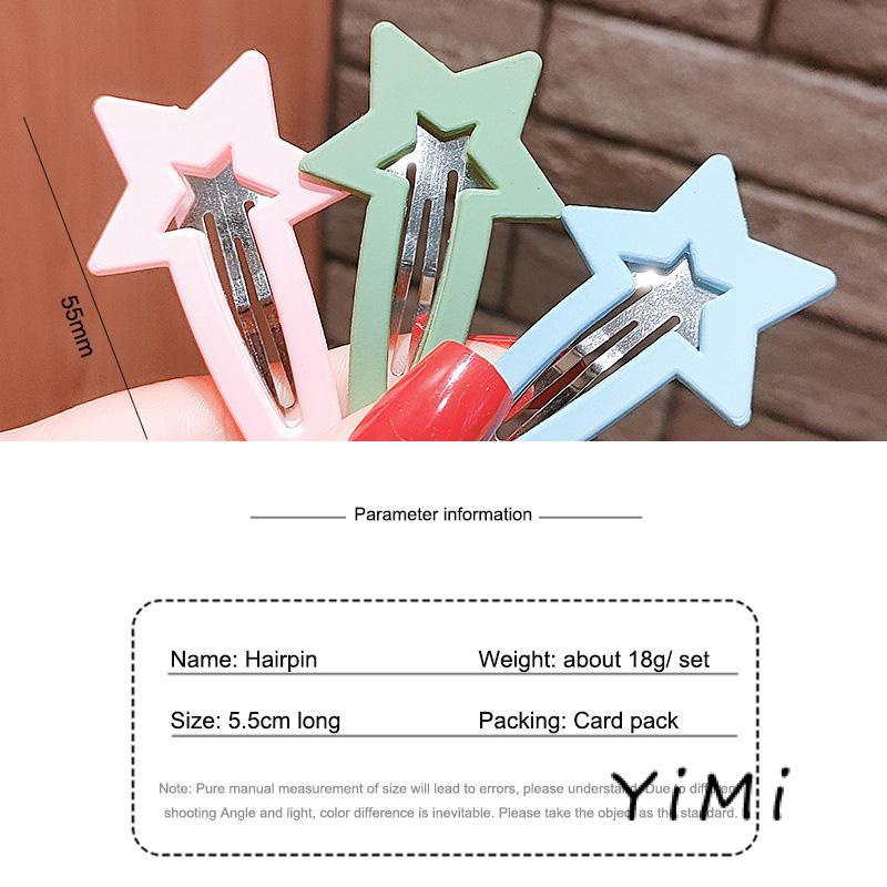 Set 6 Kẹp Tóc Màu Sắc Kẹo Ngọt Kiểu Dáng Đơn Giản Cho Nữ