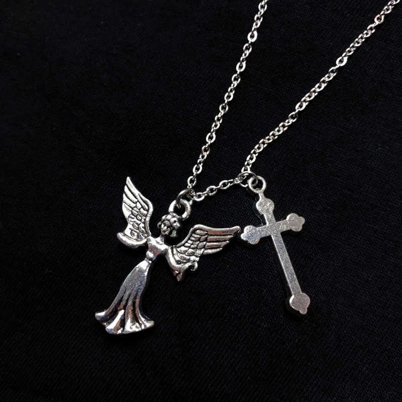 [Giao Hàng Miễn Phí] Dây Chuyền Mặt Thánh Giá Hình Thiên Thần  2239599Dây Chuyền Thời Trang Harajuku Đường Phố Cá Tính Cho Cặp Đôi