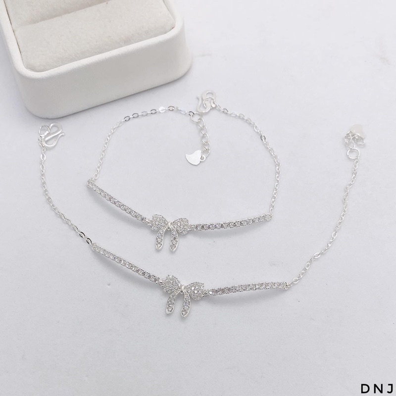Lắc tay nơ đính đá chuẩn bạc ta xinh xắn - Kho sỉ bạc Nhất Linh