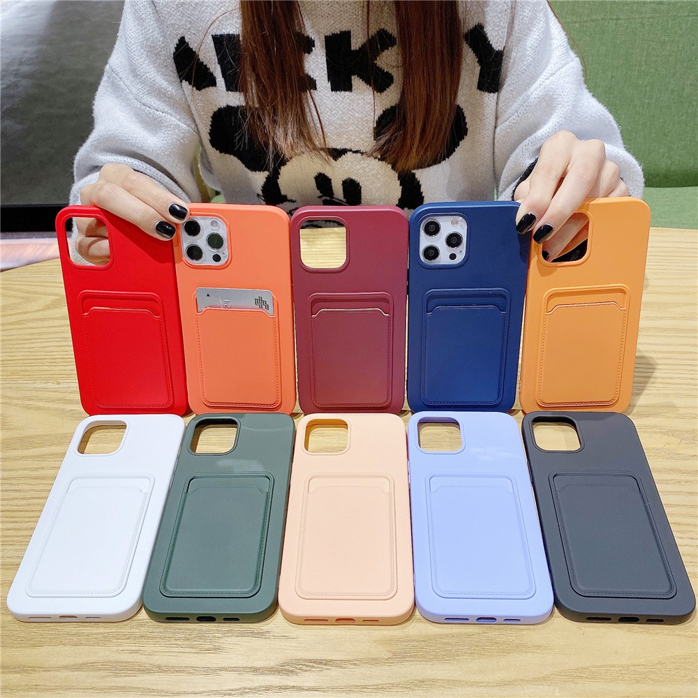 Ốp Điện Thoại Chống Sốc Có Ngăn Đựng Thẻ Cho iphone 12 13 Pro max 11 Pro max xr xs 7 8 plus