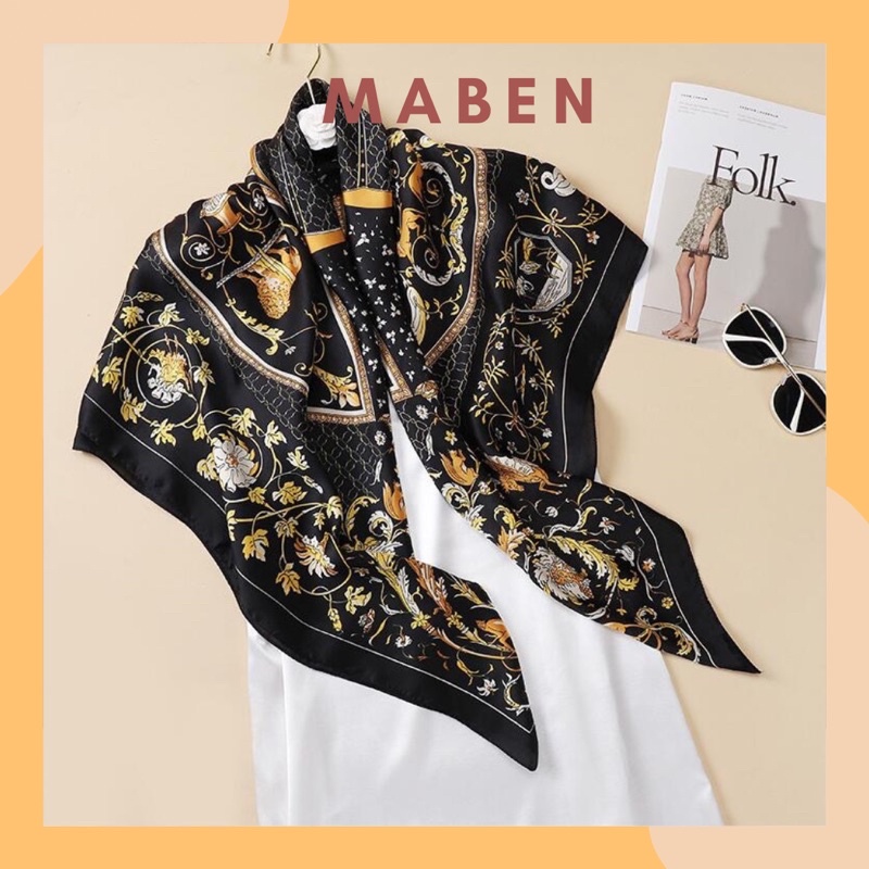 Khăn lụa màu đen cao cấp size 110x110cm