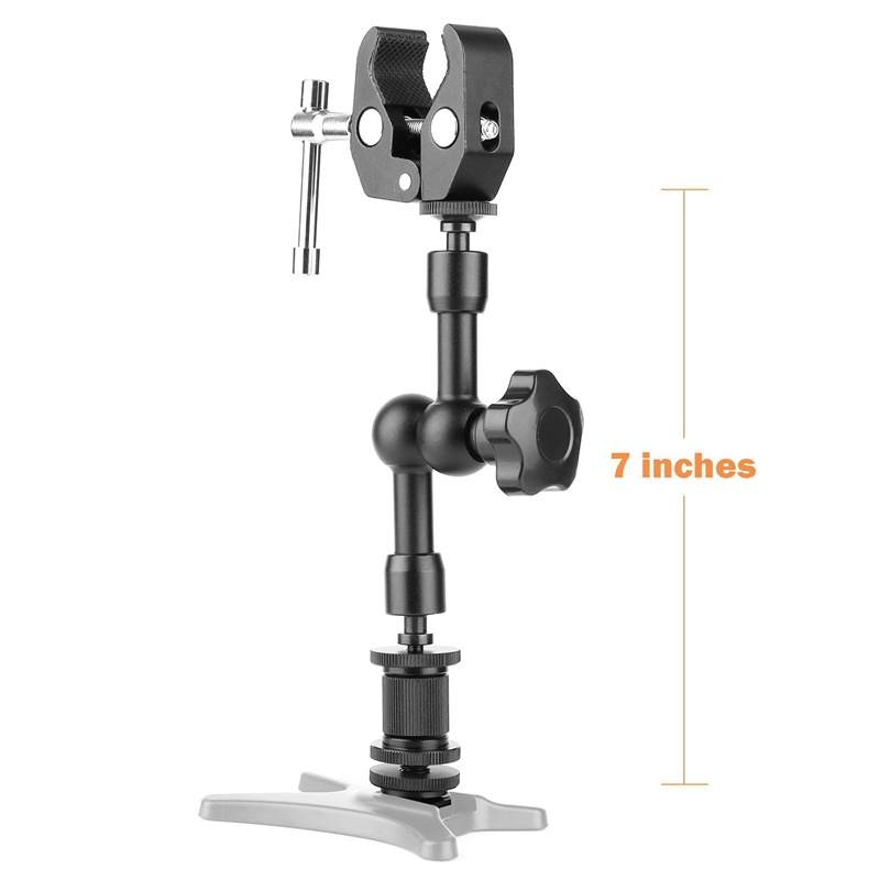 Kẹp Điều Chỉnh Được Kích Thước Cánh Tay Ma Sát 7 inch Với Vít 1 / 4 inch Và 3 / 8 inch Cho Máy Ảnh Dslr / Màn Hình Lcd / Đèn Led