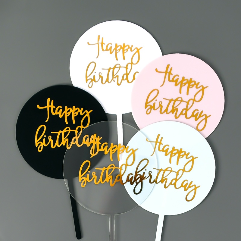 Phụ Kiện Trang Trí Bánh Kem Chữ Happy Birthday Bằng Acrylic Trong Suốt