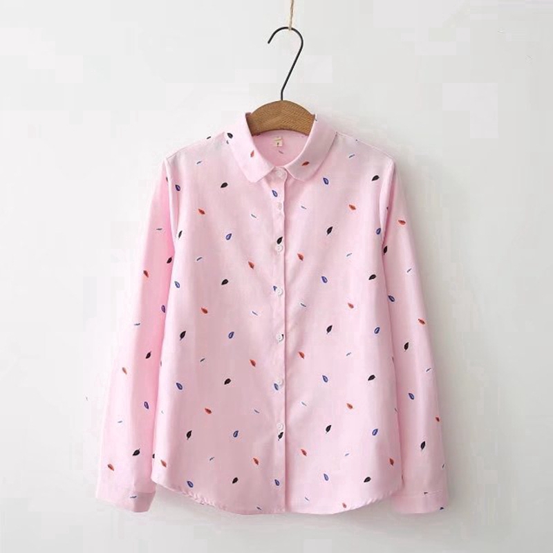 Áo thun nữ dài tay họa tiết lá cây thời trang | BigBuy360 - bigbuy360.vn