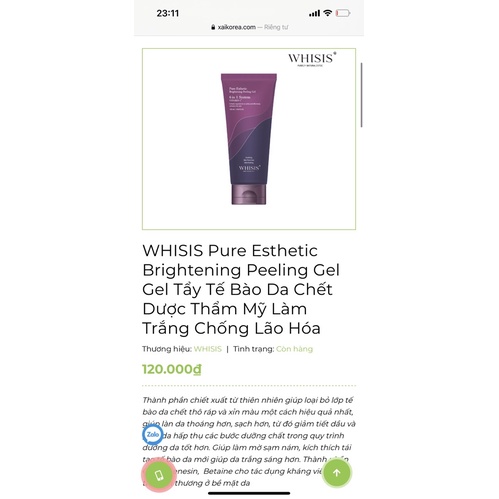 WHISIS Pure Esthetic Brightening Peeling Gel Gel Tẩy Tế Bào Da Chết Dược Thẩm Mỹ Làm Trắng Chống Lão Hoá