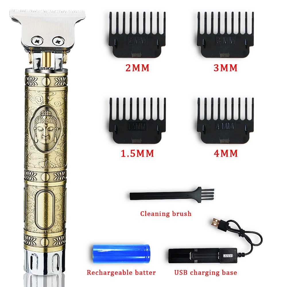 Tông đơ cắt tóc cạo râu kiêm chấn viền đầu sạc USB cao cấp tiện dụng,tông đơ tặng kèm 8 phụ kiện