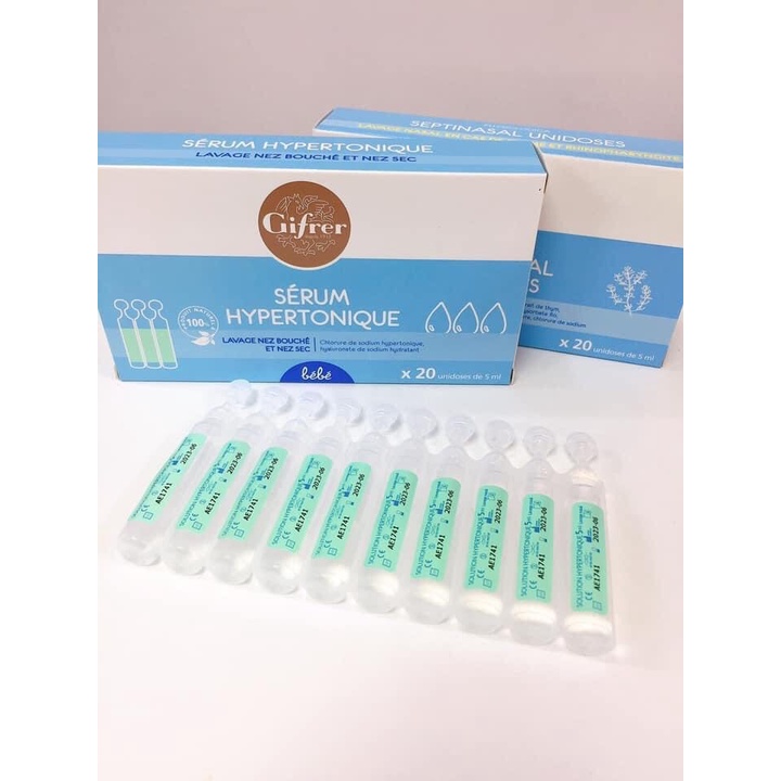 Nước Muối Sinh Lý Physiodose Pháp Hộp 40 Ống Cho Bé - Nước Muối Hồng, Nước Muối Xanh Pháp