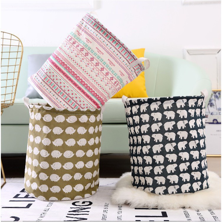 Giỏ đựng quần áo bẩn bằng vải cỡ lớn có thể gấp gọn phong cách Nhật Bản, sọt vải đựng đồ đa năng 88088 SHIPNHANH88