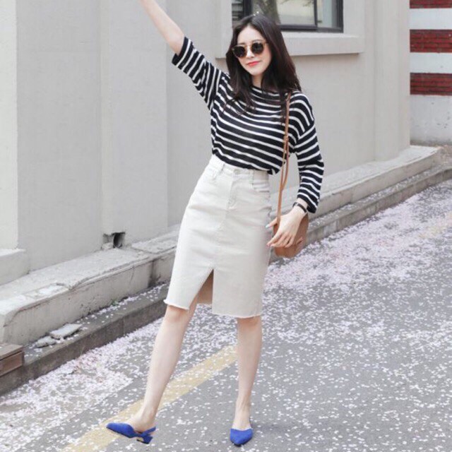 💋 Váy kaki khoá xẻ trước- trắng, be, đen🎁 | BigBuy360 - bigbuy360.vn