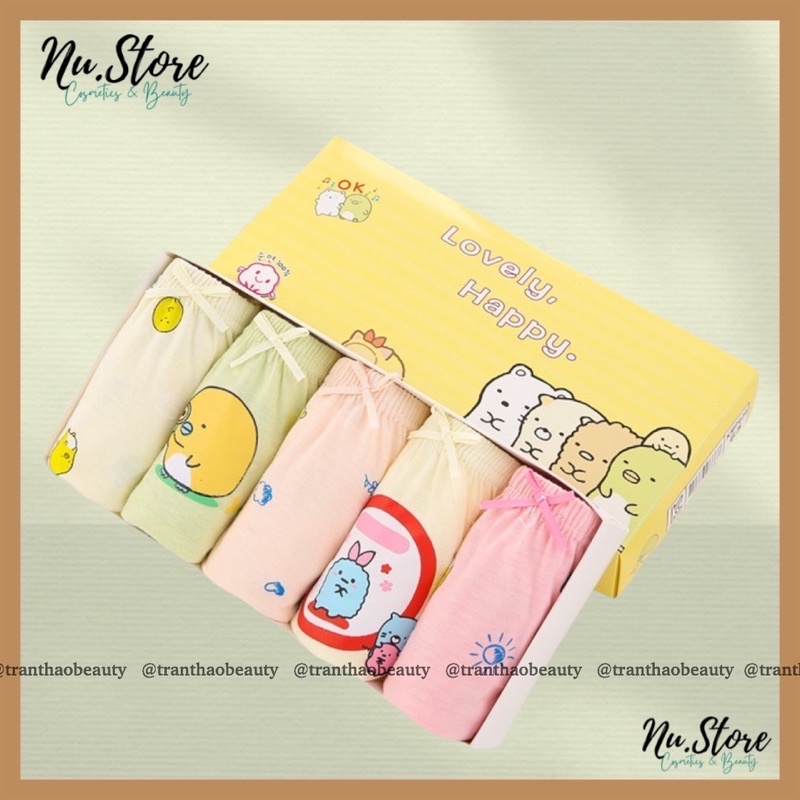 Set 5 Quần Lót Bé Gái - Mẫu Lovelyhappy Vàng