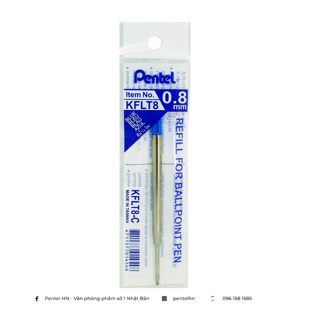 Ruột Bút Ký Nhật Bản Pentel B811 - KFLT8 | Ngòi 0.8mm | 2 Màu Mực (Xanh, Đen)