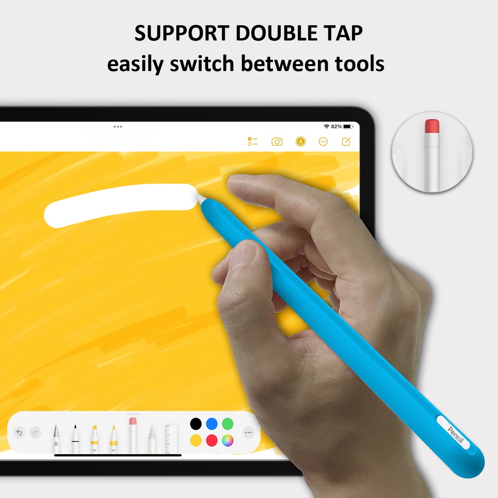 Vỏ Silicon Mềm Có Ngăn Đựng Bút Chì Cho Apple Pencil Thế Hệ Thứ 2 Air 5/4 Pro 11/12.9 Mini 6