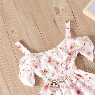 Đầm Trễ Vai In Hoa Cho Bé Gái