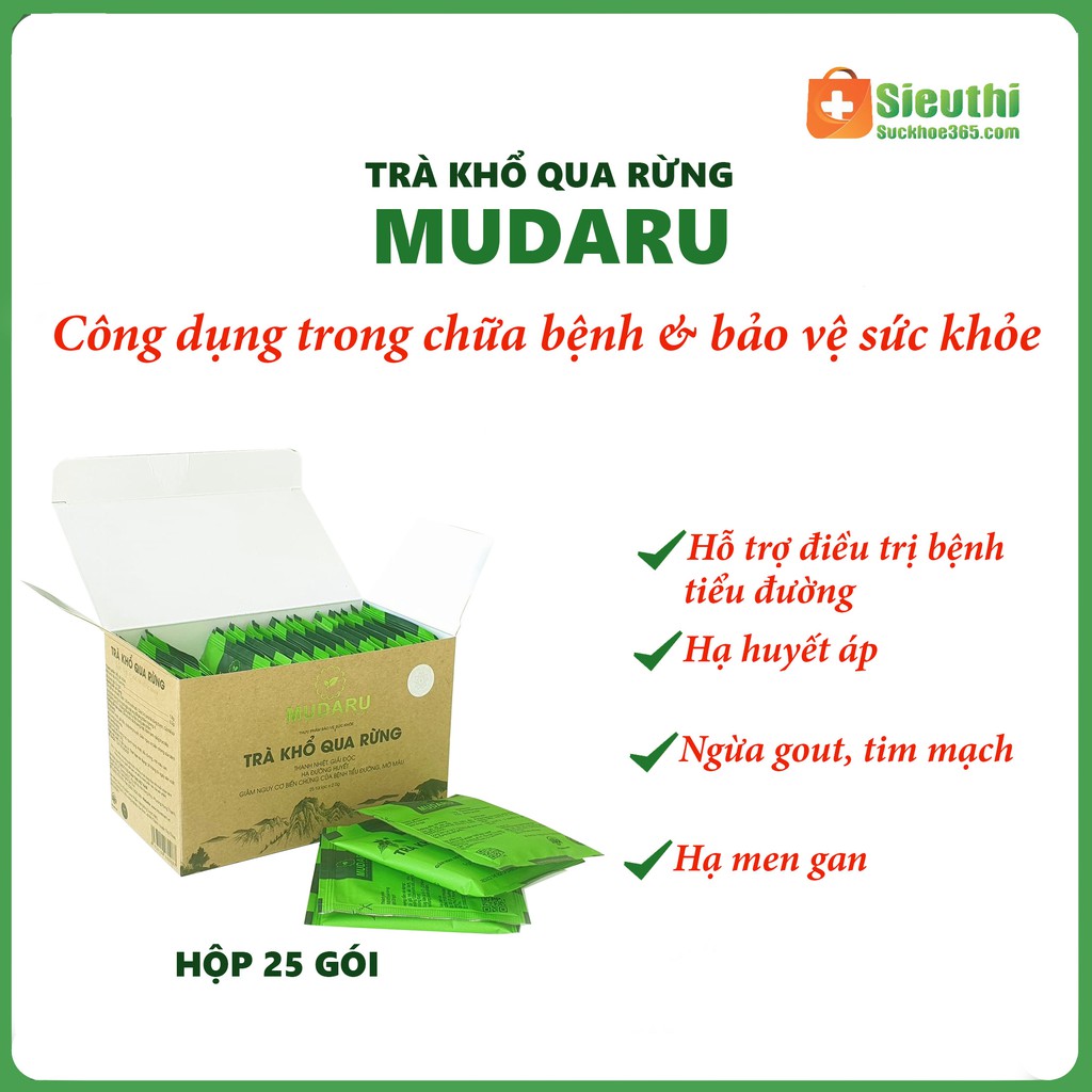 [ Chính Hãng ] Trà Khổ Qua Rừng Mudaru- Hỗ Trợ Điều Trị Bệnh Tiểu Đường Hộp 25 Túi Lọc Siêu Thị Sức Khoẻ 365