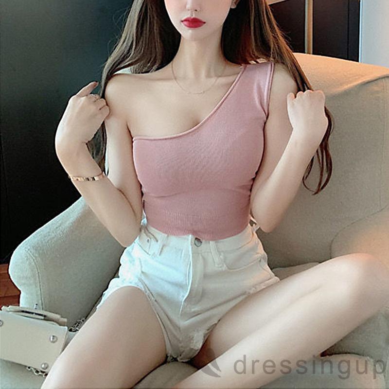 Áo croptop không tay màu sắc đơn giản thời trang cho phái nữ