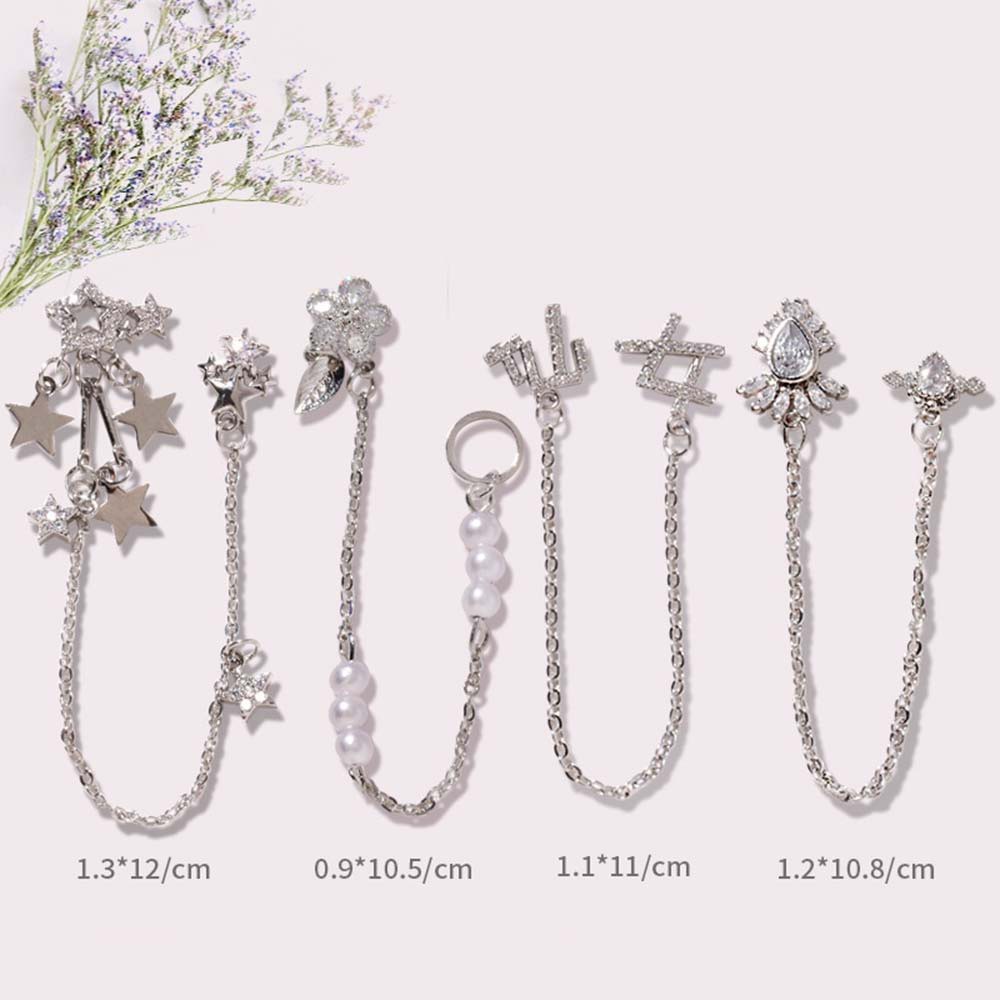 Phụ Kiện Trang Trí Móng Tay Hình Nơ / Ngôi Sao / Ngọc Trai / Đá Zircon / Kim Cương Giả Thời Trang Diy