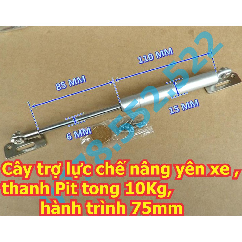 Cây trợ lực chế nâng yên xe , thanh Pit tong 10Kg, hành trình 75mm 120g kde5931