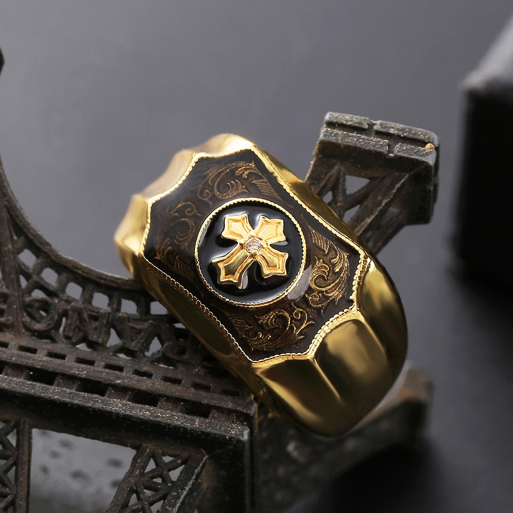 Nhẫn Mạ Vàng 18k Hình Thánh Giá Sáng Tạo Cho Nam