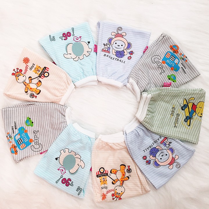 Quần chục dài cotton kẻ cho bé trai và bé gái 2-10kg chất vải đẹp mềm mịn hình thú bé mặc mát co giãn BBShine - QVN002