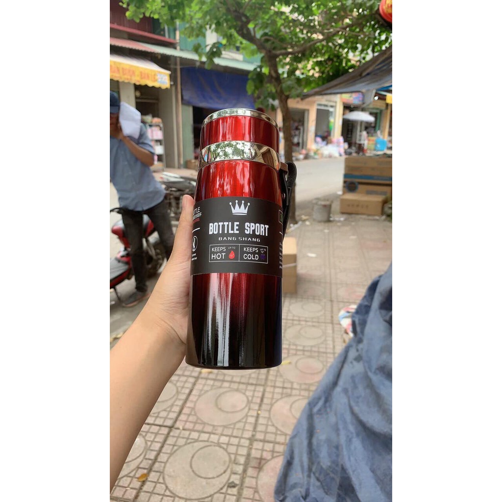 Bình Giữ Nhiệt Nóng, Lạnh Inox An Toàn 1000ml Có Quai Sách