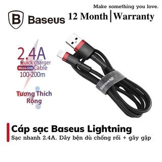 Cáp sạc nhanh baseus cafule lightning sạc nhanh 2.4a quick charge 3.0 chính hãng bảo hành 12 tháng