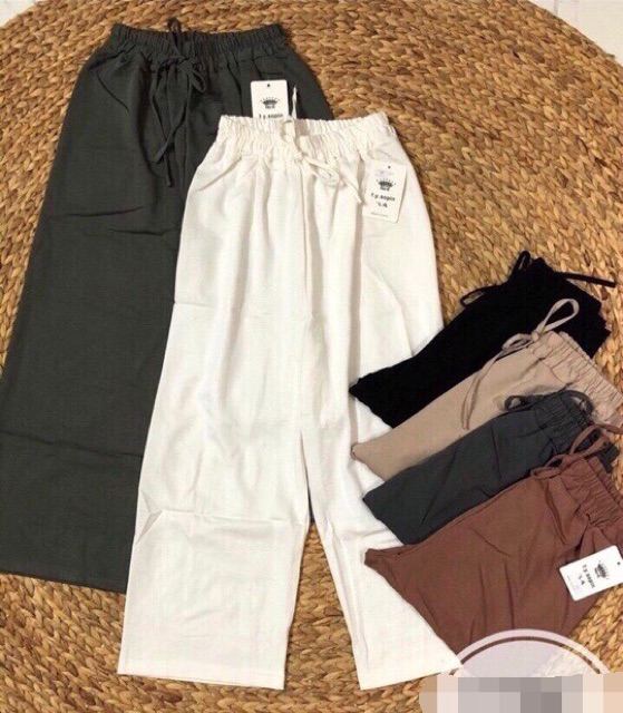 Quần linen tưng ống suông lưng cao nữ nhẹ mát.Hình cận vải shop chụp thật