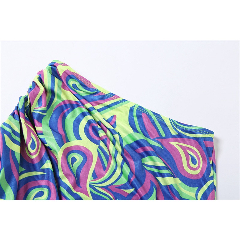 Set Áo Ống + Chân Váy Rút Dây Hoạ Tiết Gợn Sóng Thiết Kế Độc Đáo