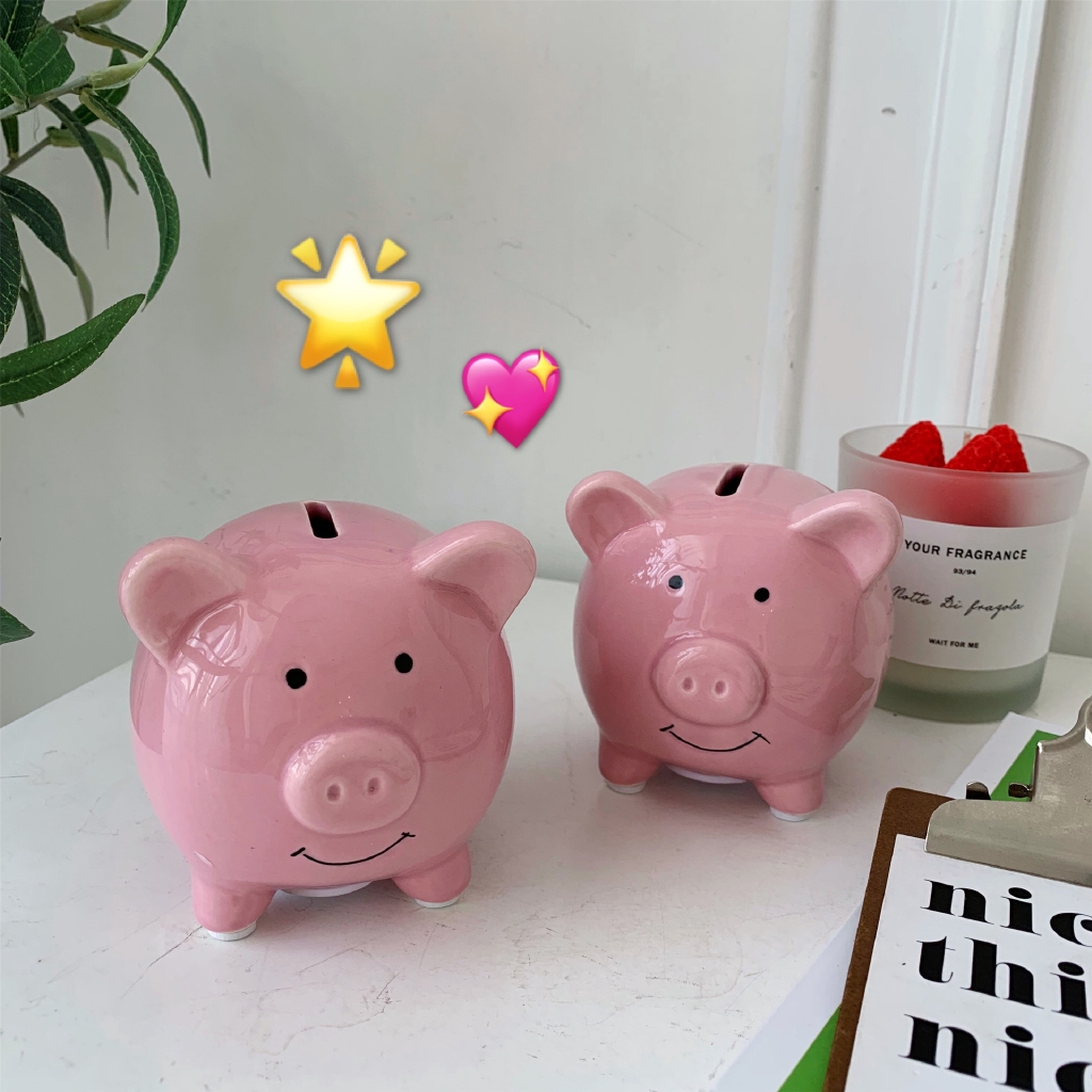 Ống Heo Tiết Kiệm Mini Bằng Gốm Màu Hồng Dễ Thương Dùng Làm Quà Tặng Sinh Nhật