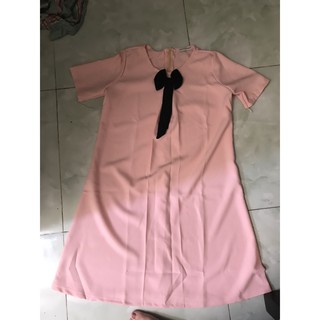 đầm bầu xếp ly đính nơ