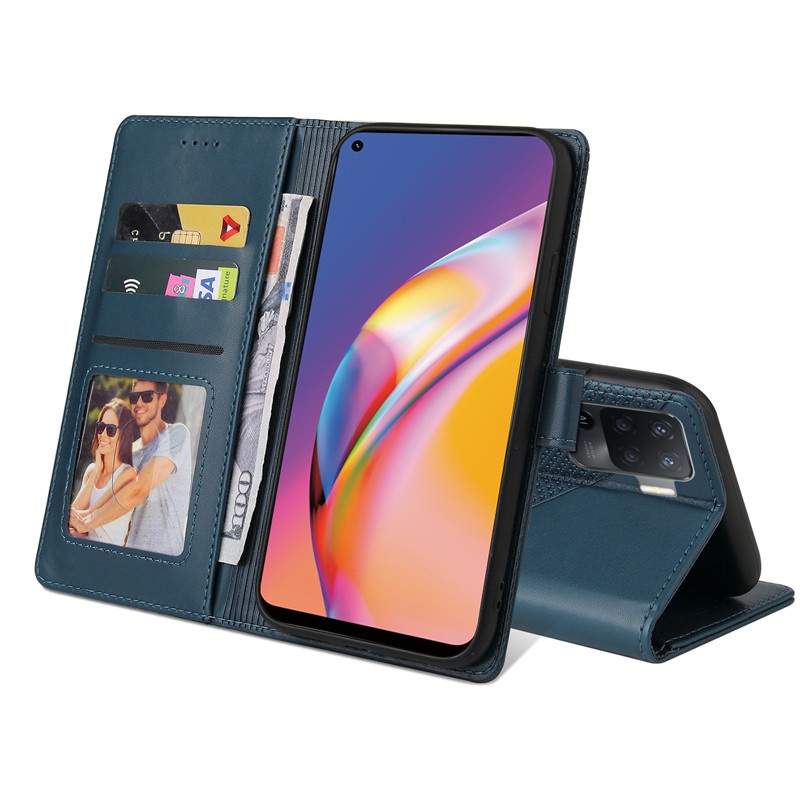 Mới Bao Da Điện Thoại Nắp Gập Dạng Ví Cho Oppo A15 A52 A53 A72 A74 A92 A93 A94 4g Find X3 Pro Reno 5f Realme 8 C21 A15S A53S Ốp