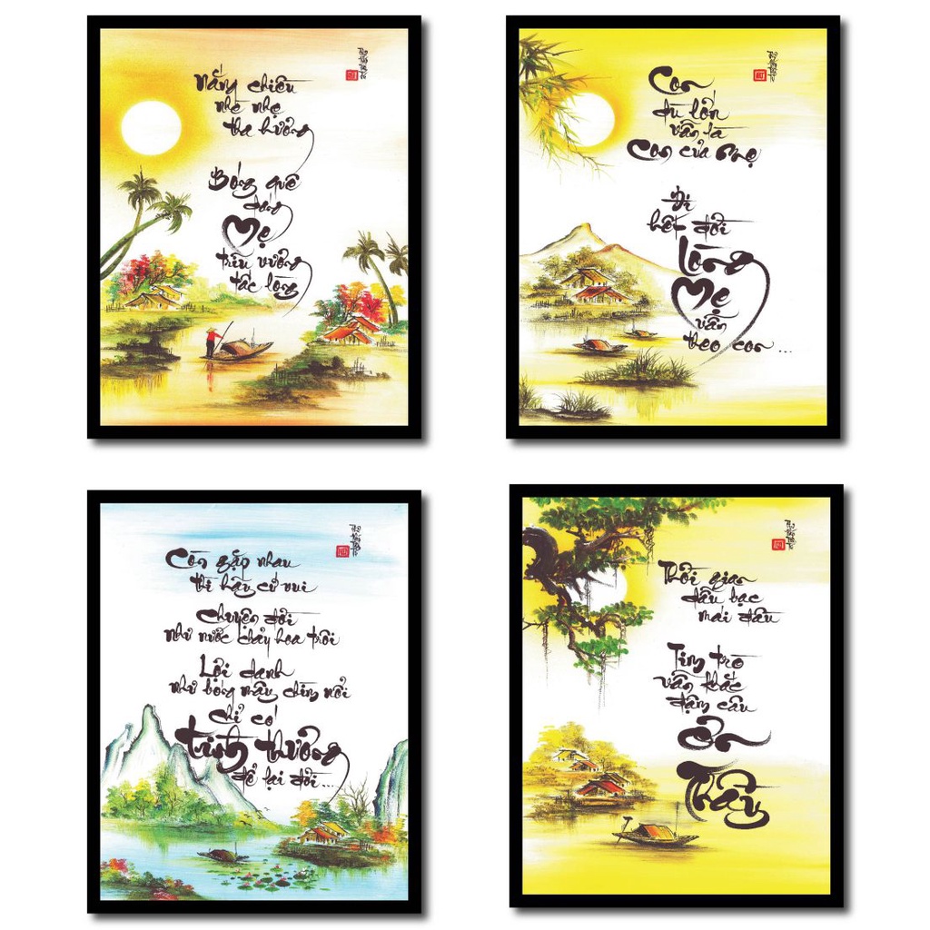 thư pháp Chữ tâm, ơn thầy, chữ phúc, chữ đức thư pháp treo tường đẹp