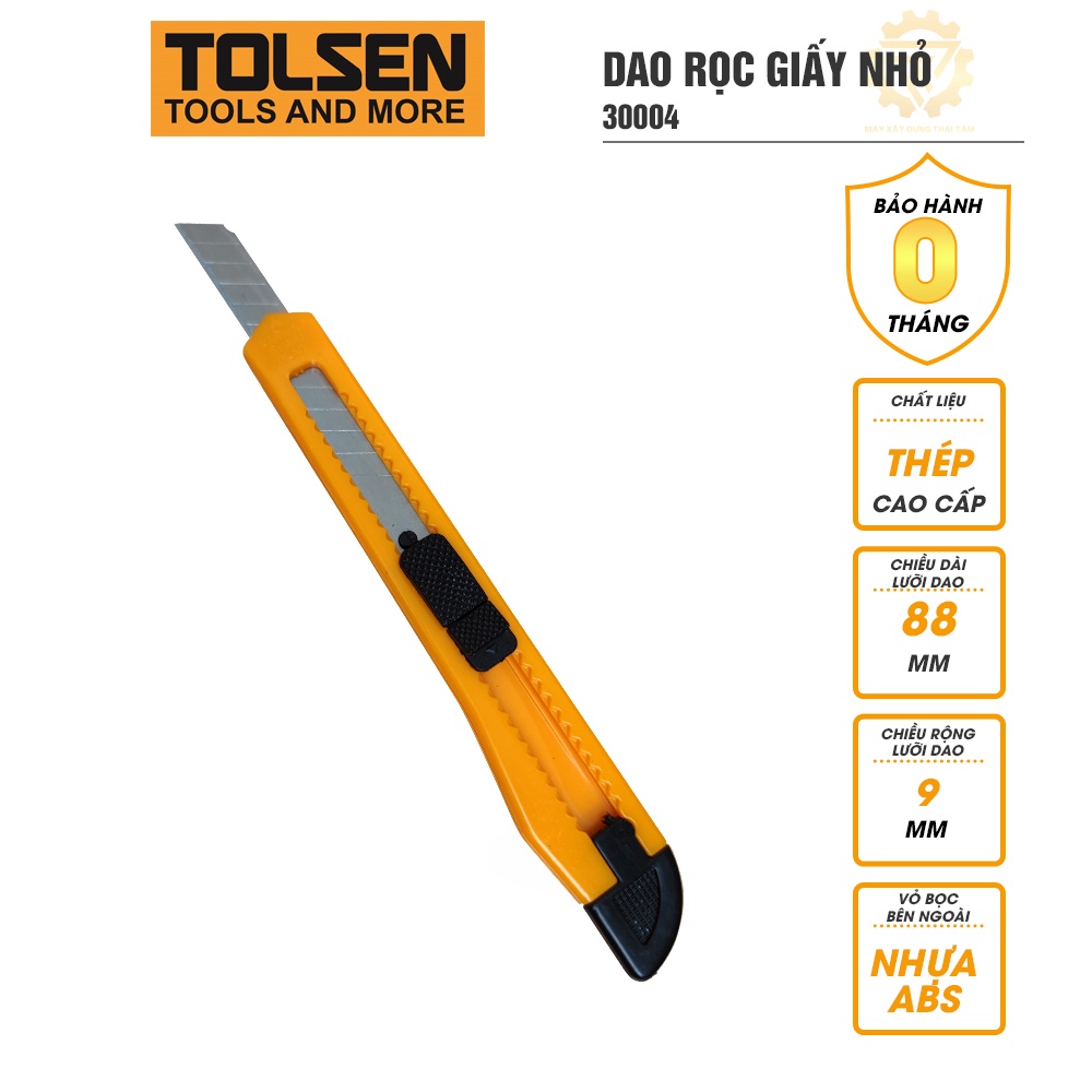 Dao rọc giấy đa năng 9x88mm TOLSEN 30004 lưỡi thép chống gỉ chất lượng cao cấp chuẩn châu Âu