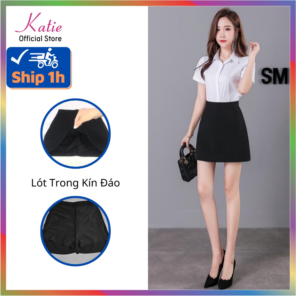 Chân Váy Chữ A Công Sở Màu Đen Ngắn 38cm Katie Chân Váy A 2 Lớp Có 2 Túi Chất Tuyết Mưa Dày Dặn Không Nhăn Cv.A38