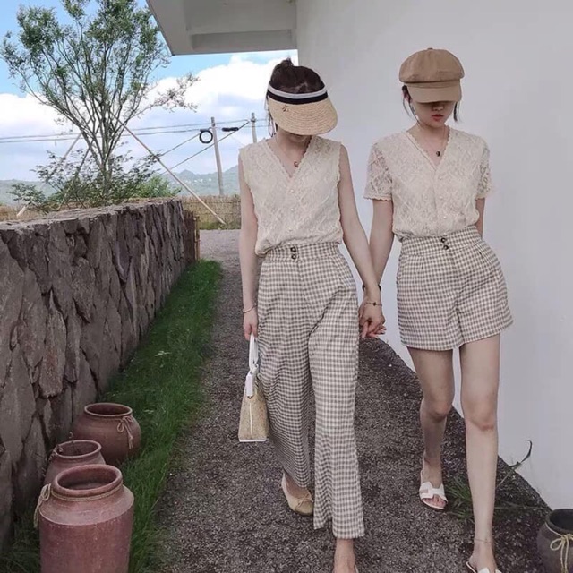 Set áo ren quần thô đồ đôi bạn thân 0,3kg