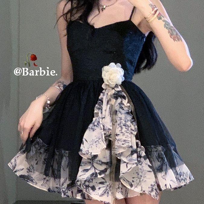 Đầm Hai Dây Phối Màu gradient Xinh Xắn Dành Cho Nữ