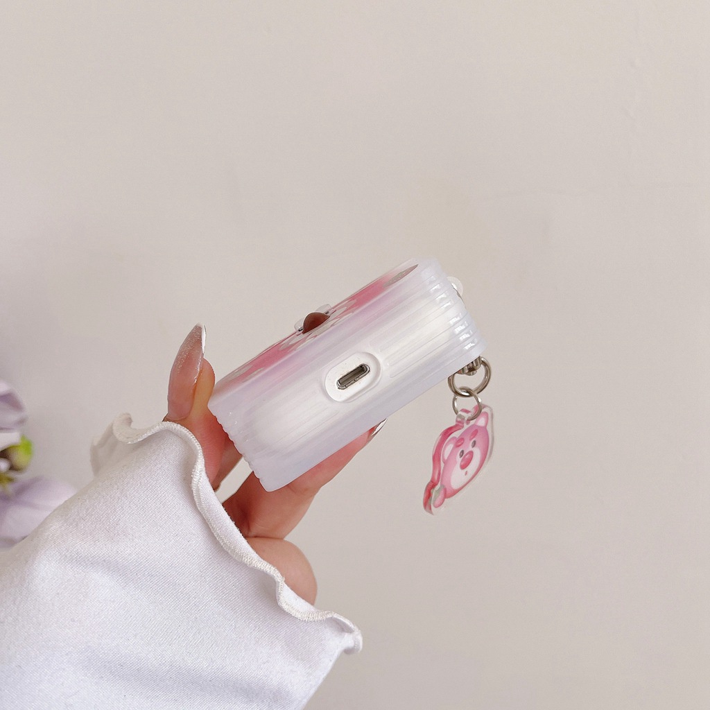 Vỏ Bảo Vệ Hộp Sạc Tai Nghe Airpods Pro 2 1 3 Bằng TPU Dẻo Họa Tiết Chú Gấu & Dâu Tây Dễ Thương Chống Rơi / Bụi Bẩ