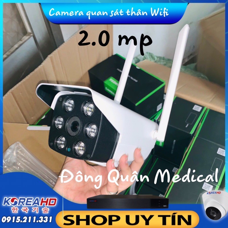 Camera wifi thân ngoài trời  ICSEE/XMEYE - PORT 34567/ 2.0 soi ban đêm có màu + nguồn + chân đế nhựa