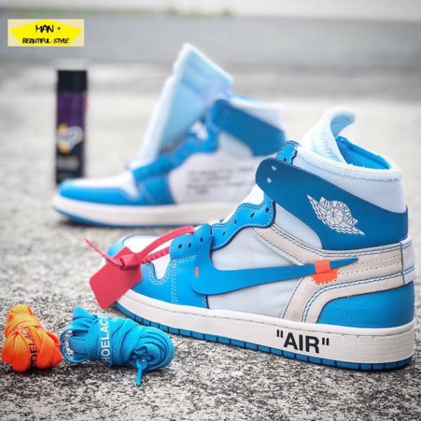 Sale (FULL BOX) giày thể thao AIR JORDAN 1 off white trắng xanh Có Sẵn ⚡ CHẤT sịn : [ HÀNG ĐẸP ] . ₆